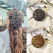 Французский стиль, винтажный однотонный берет, шапка унисекс шапка бини для женщин и девочек, шерстяная теплая зимняя шапка, берет, женские шапки, шапка с леопардовым принтом, подарок