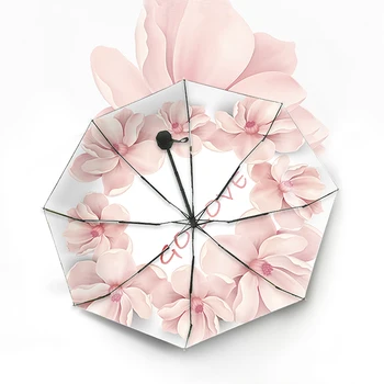 

Mini Pocket Umbrella Automatic Folding Umbrella Rain Women Capsule Pink flowers Parasol Windproof UV Protection Female Umbrella