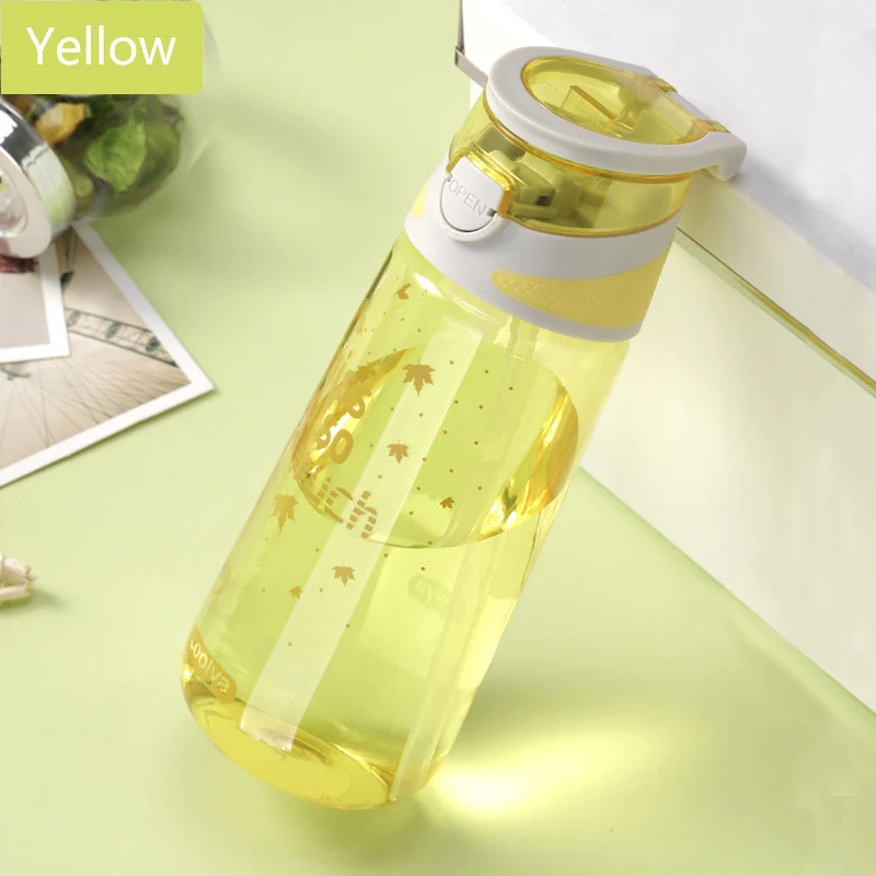 Yellow Мультяшная детская Водонепроницаемая Герметичная Бутылка портативный пластиковый чайник кофе молоко Кемпинг походный чайник школьная бутылка для воды для студентов 450 мл - Цвет: Yellow