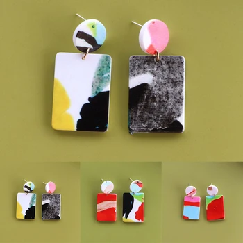 

Acrylic Dangle Earrings Ear Jewelry Colorful Earrings Ear Stud Geometric Earring Graffiti Personality Square Women Drop Earring