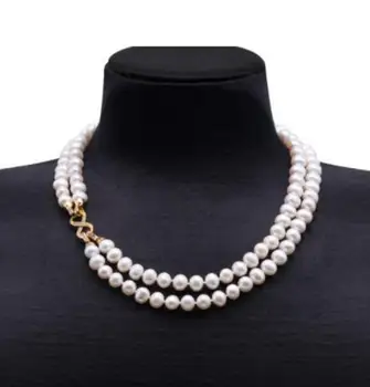 

Fashion jewelry Free Shipping 9.5-10mm White Freshwater Pearl Necklace Strand with Multiple-use