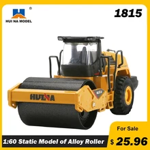

HUINA 1815 Alloy Road Roller Construction Toys 1:60 Static Model Simulation Construction Engineering Vehicle Models