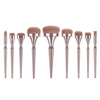 

9pcs Gyro Design Makeup Brushes Kit Electroplating Plastic Handle Nylon Bristles Cosmetics Powder Blush Brush (T-09-022)