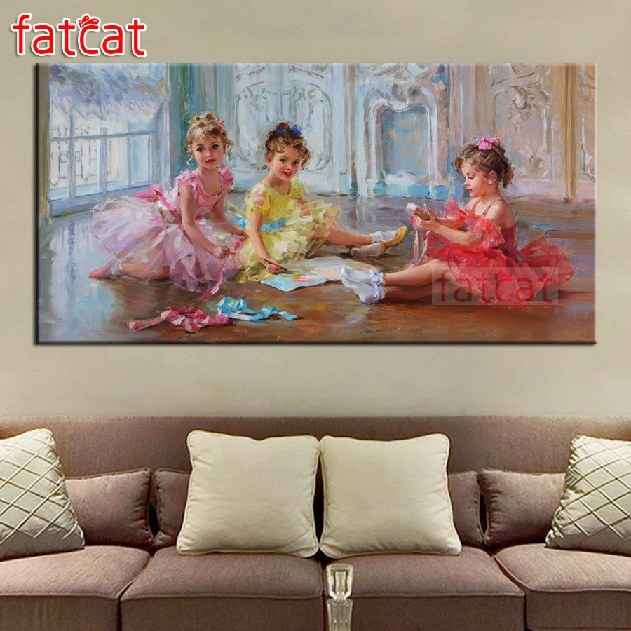 FATCAT Cute girl abstract art Large Diy Diamond Painting kids Full square round drill 5d Embroidery Angel Mosaic AE1261 | Дом и сад