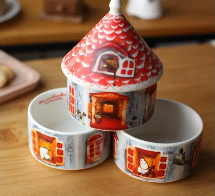 Moomin/Muming Конфеты дом 4 шт. свежих продуктов чаша для риса керамическая аниме