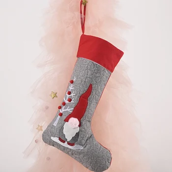 

Christmas Red Grey Faceless Baby Stocking Gifts Bag Xmas Hanging Gift Bags Children Flannel Candy Bags Christmas Tree Decoration