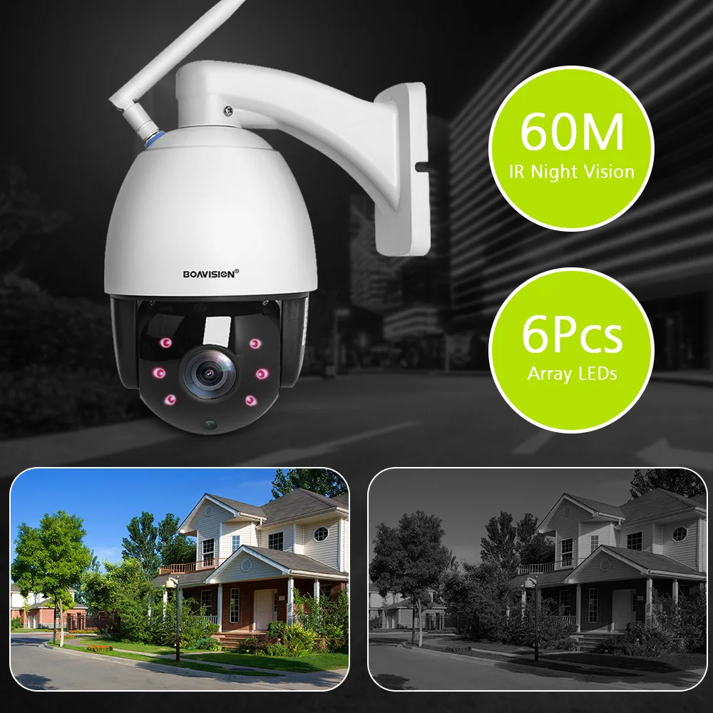 1080P Беспроводная wifi PTZ скоростная купольная IP камера, уличная 5X 10X Zoom IR 60M CCTV камера видеонаблюдения, аудио ONVIF