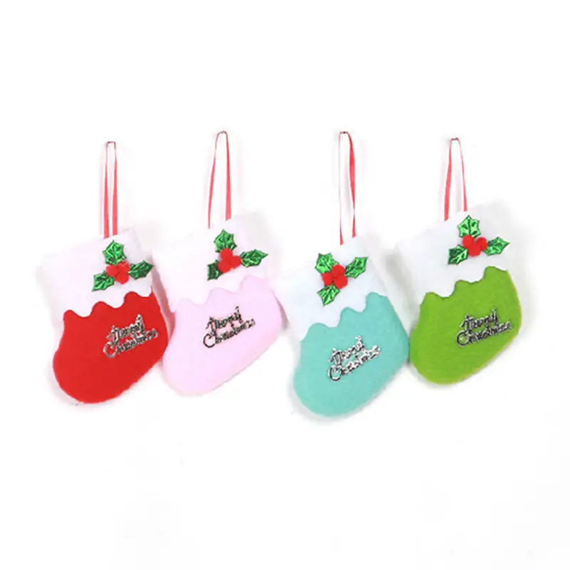 1 PC 8*8cm Merry Christams Stockings Candy Bag Stocking Hanging Tree Decoration Ornament christmas decorations for home New Year