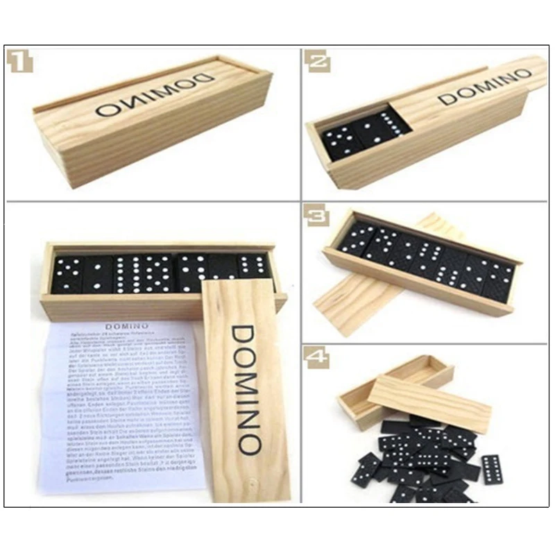 Caja de madera de dominó para niños, juego de mesa, juguete tradicional Clásico de 28 dominó, fiesta familiar, educación en bloques, rompecabezas, 2 uds.