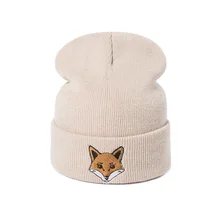 MLTBB брендовая Милая шапка с рисунком лисы и кошки, женская вязаная зимняя шапка, модная шапка Skullies Beanies, Женская шерстяная зимняя шапка для девочек, более толстая крышка