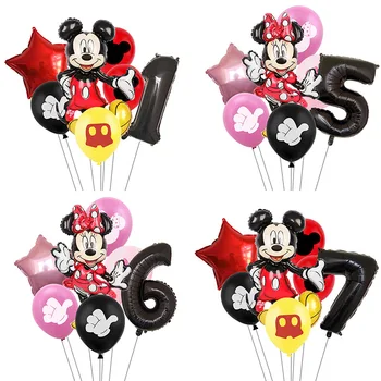 

7PCS Mickey Mouse Series Balloon Set Black Mickey Minnie Theme Party Balloon Decoration Aluminum Film Latex Balloon