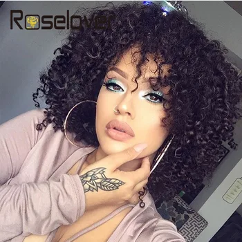

Pixie Cut Bob Peruvian Remy Natural Black human Hair Short Curly Human Hair Wig Full Mechanism With Bangs Wigs For Black Women