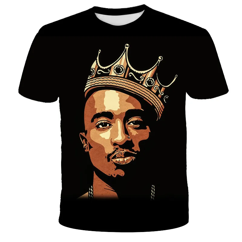 Новая летняя модная мужская и женская футболка Rapper 2pac Tupac 3d принт хип-хоп футболка s Повседневная крутая футболка для мужчин размера плюс 5XL