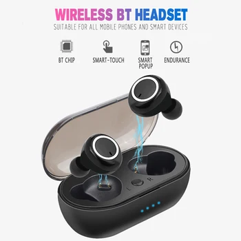

Wireless Earphones BT 5.0 Earphones Chargeable Headsets with Microphone Charging Case Earbuds Compatible with Android iOS Tablet