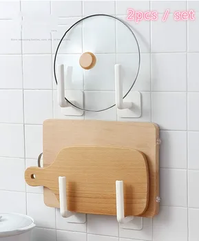 

2pcs / set of plastic pot cover rack kitchen storage rack cutting board plastic packaging film toilet paper holder