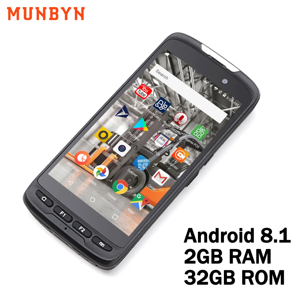 MUNBYN Прочный ручной Android 8 1 PDA сканер POS терминал 2D штрих-кода 4G устройство сбора