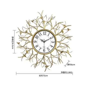 

Golden Nordic Wall Clock European Style Simple Bedroom Wall Clock Modern Design Metal Relogio Parede Home Decorations OO50CW