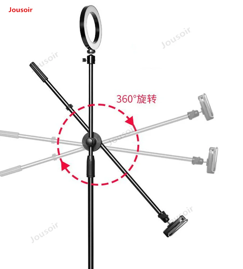 LED Fill Light Ring Lamp+Adjustable Phone Photography Shooting Bracket Stand+Boom Arm Photo Video Studio Kits CD50 T03