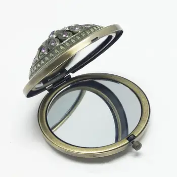 

Vintage Hollow Flower Mini Folding Pocket Round Double-sided Compact Makeup Mirror Gift