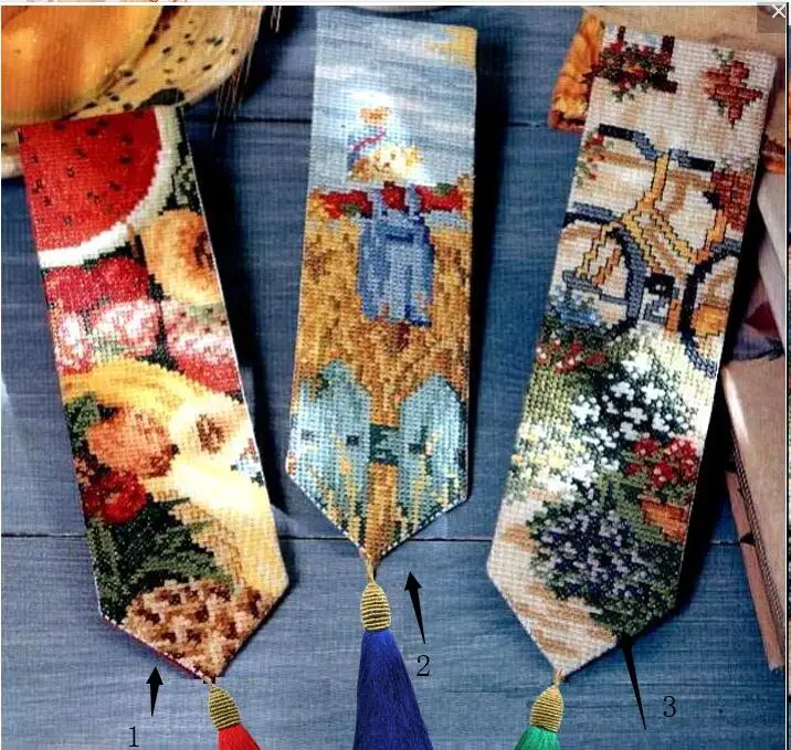 

France dmc threads Craft Stich Cross Stitch Bookmark Christmas Plastic Fabric Needlework Embroidery Crafts Cross-Stitching 2