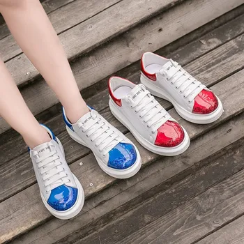 

2020 Stylish White Sneakers Women's Fashion Designer Glitter Shoes Woman Platform Chunky Sneakers Ladies Shoes Zapatos De Mujer
