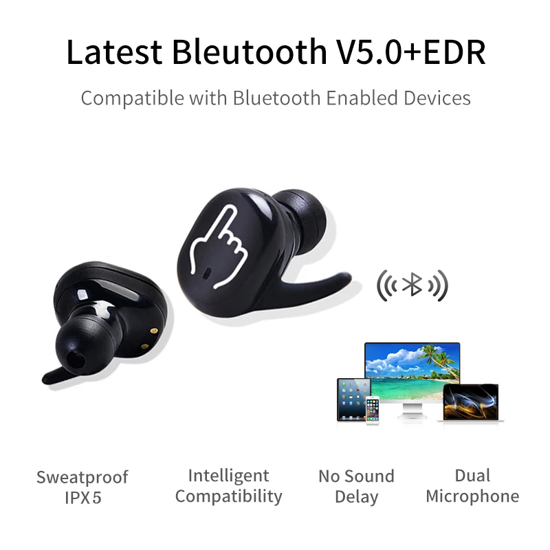 TWS 4 Беспроводные Наушники Bluetooth 5,0, Спортивная гарнитура, стерео наушники, шумоподавление с зарядным устройством, наушники с громкой связью(N1126