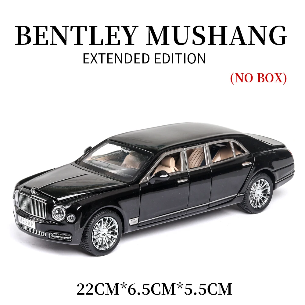 M923F-6 Black no box Новинка 1/24, модель автомобиля Bentley Mushang S600, удлиненная серия, металлическая модель автомобиля, литая под давлением, сплав, высокая модель автомобиля, 6 дверей, может открываться, Игрушечная машина - Цвет: M923F-6 Black no box