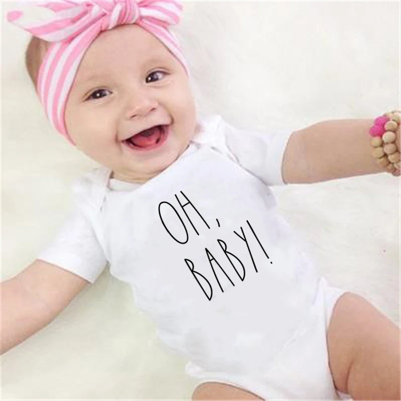 

Oh, Baby Newborn Baby Bodysuit Cute Short Sleeve Cotton Baby Boy Girl Onesies Rompers Pregnancy Announcement Onesie Clothes