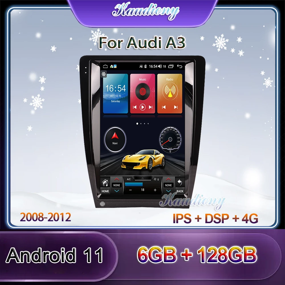 Автомагнитола Kaudiony 12 1 дюйма Android 11 для Audi A3 S3 мультимедийный проигрыватель
