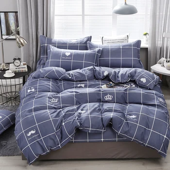 

Home Textile Twin Full Queen King Bed Linen Set Boys Kid Adult Girls Bedding sets Plaid Duvet Cover Sheet Pillowcase bedclothes