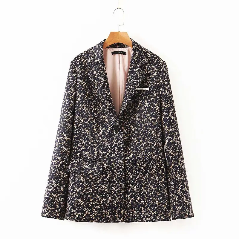 

Western Style Spring And Autumn New Style Long Sleeve Small Floral Women's Straight-Cut Mid-length Suit Jacket Versatile Waist H
