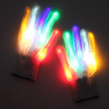

1 Pair LED Light Glowing Gloves Colorful Luminous Flashing Skeleton Gloves Halloween Stage Costume Holiday Events Party Supplies