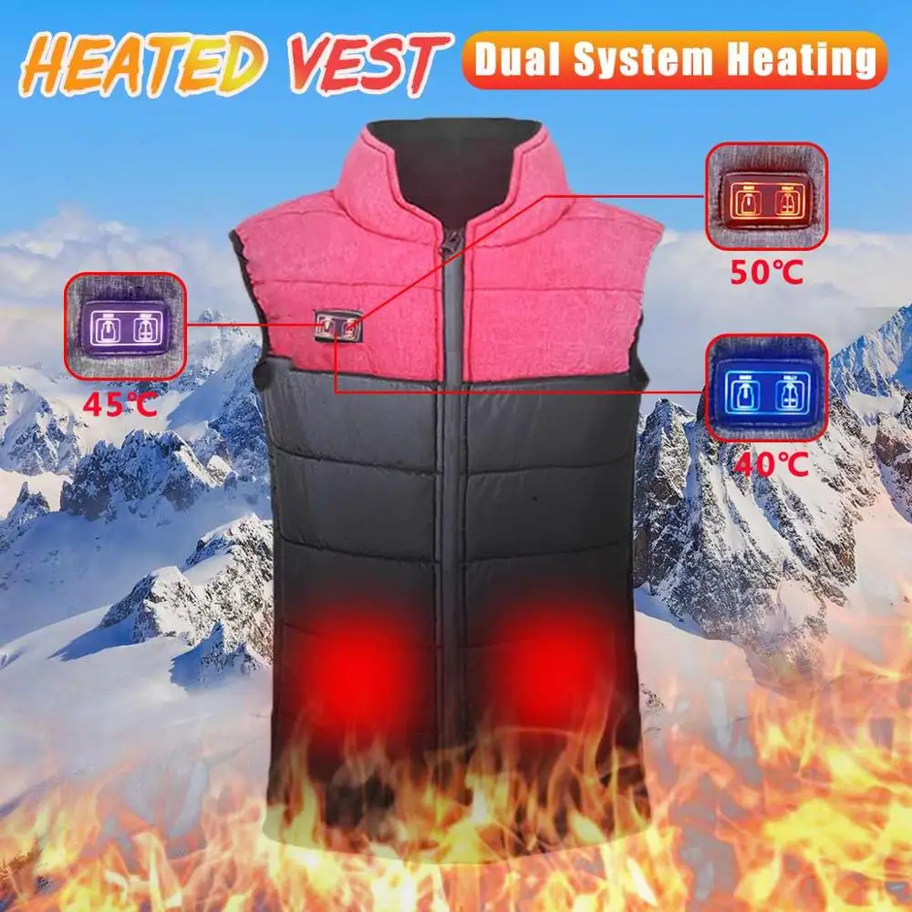 

Waterproof Insulate Waistcoat Heated Jacket heating vest USB smart dual control Fever Standing collar Mountaineering ski vest