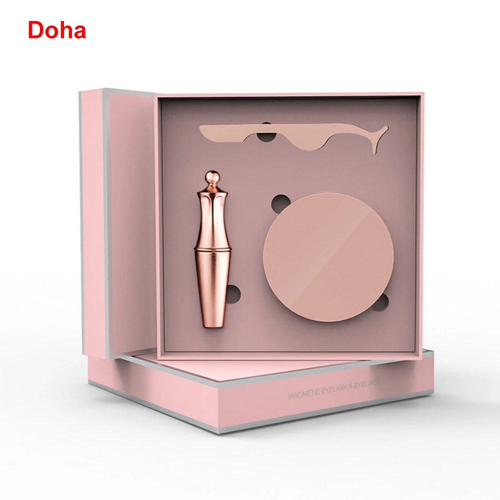Магнитные накладные ресницы 5 магнит поддельные Пинцет для ресниц Набор жидкая подводка для глаз для естественного вида водостойкие длинные ресницы - Цвет: Doha 2pairs pink