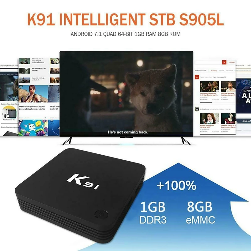 K91 S905L Android 7,1 Smart tv Box четырехъядерный 1 Гб ram 8 Гб rom BT телеприставка