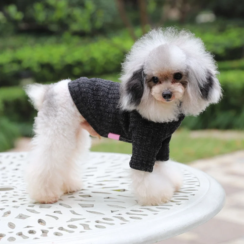 Одежда для собак и кошек свитер теплая унисекс демисезонная одежда для домашних животных простой трикотаж теплая водолазка свитер для маленьких средних собак