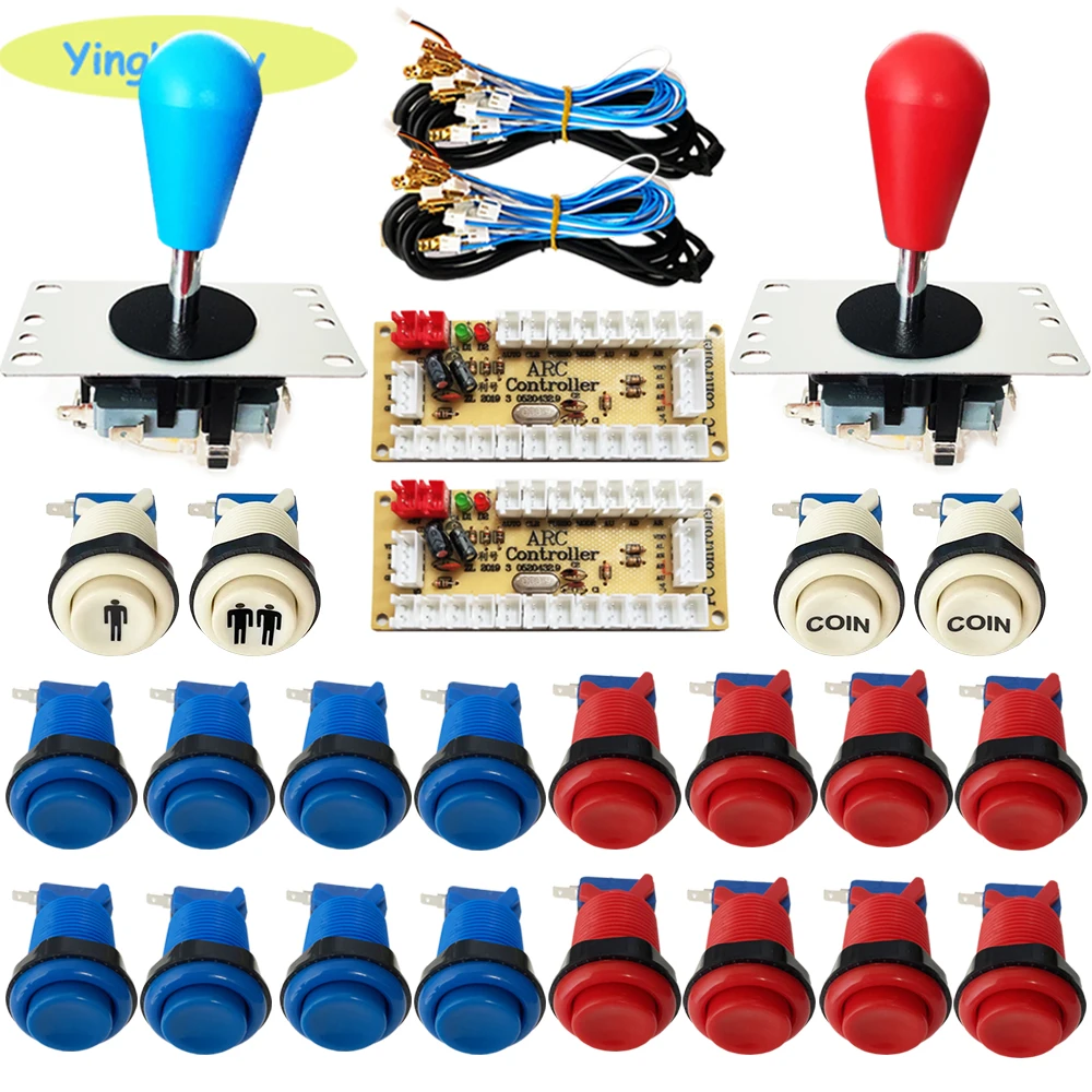 2 player arcade joystick kit zero delay mando usb encoder happ type button to PC Raspberry PI 