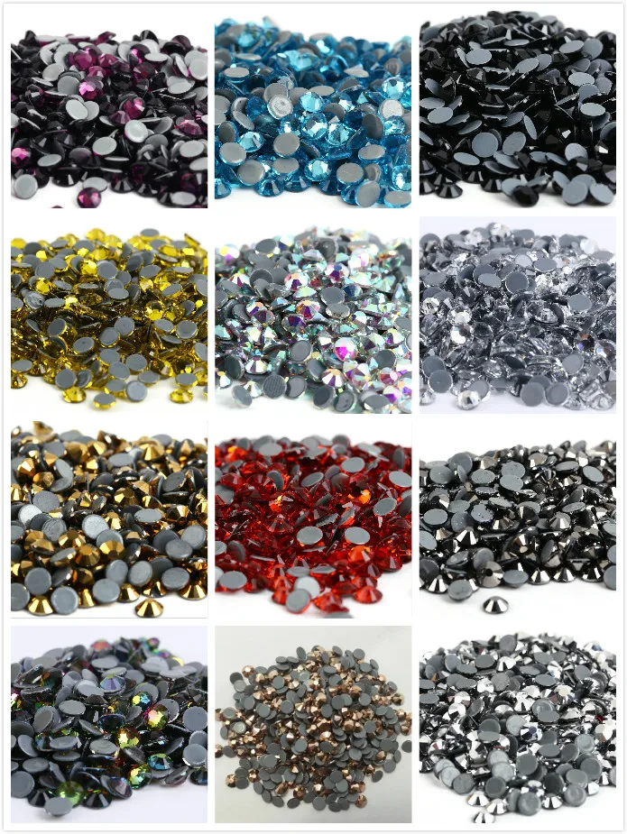 

ss3,ss4,ss8,ss12,ss34 Hot fix Rhinestone Glitter Strass Flatback Glass Crystal Hotfix stones Iron on Rhinestones For Garment