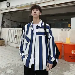 Zogaa 2019 мужской кардиган полосатая рубашка японская корейская мода повседневная плюс большой размер Мужская рубашка новая блуза с длинными