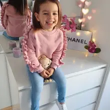 Детская одежда для маленьких девочек топы с оборками, толстовка Мягкие штаны комплекты из 2 предметов Одежда для маленьких детей зимняя одежда для маленьких девочек