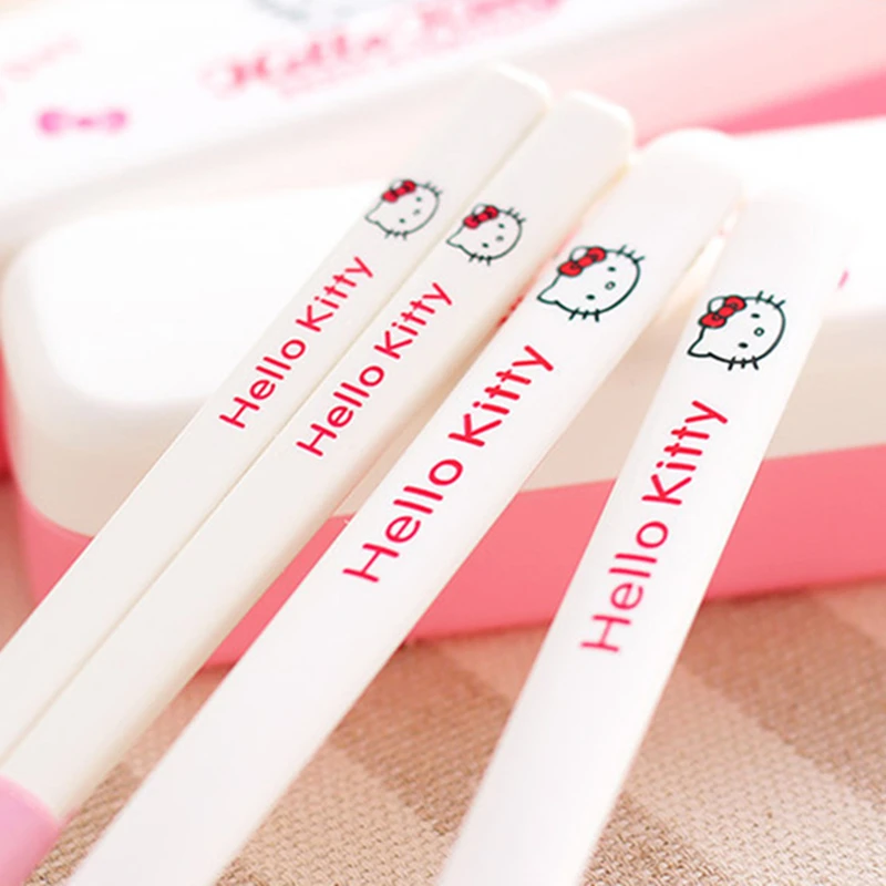 Kawaii Cute Cat Stainless Steel Dinnerware Kitchen Supplies Chopsticks Utensil Flatware Spoon Fork For Kids Children 3PCS/Set 1p