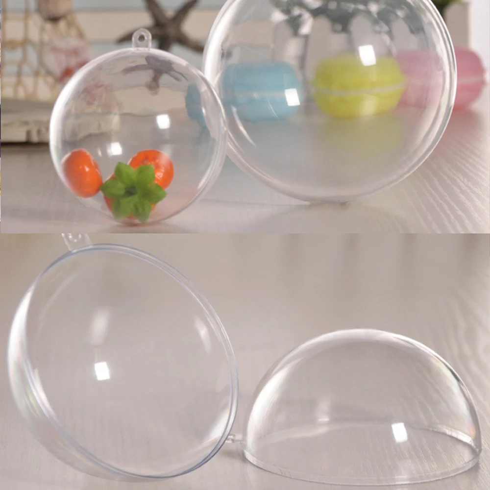 

20pcs/10 Balls 10-16CM Big Christmas Ball Decorations Transparent Clear Plastic Sphere for Wedding Candy Box Gift Bag New Year