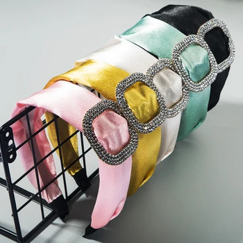 

Temperament Rhinestone Buckle Headband for Woman Bohemian Shiny Fabric Turban Hair Hoop Girl Party Hair Accessories Tiara Bezel