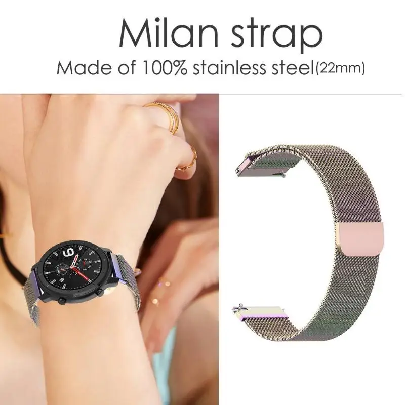 Металлическая Миланская петля на запястье для Xiaomi Huami AMAZFIT ремешок Bip 20 мм 22 мм ремешок для Amazfit GTR 42 42 мм/47 мм ремешок