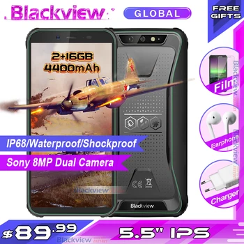 

Blackview BV5500 IP68 Waterproof Rugged Smartphone 2GB+16GB 5.5" 18:9 Screen 4400mAh Android 8.1 3G Mobile Phone GPS