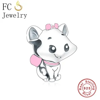 

FC Jewelry Fit Original Brand Charm Bracelet 925 Silver Authentic Aristocats Marie The Cat Bead For Making Women Berloque DIY