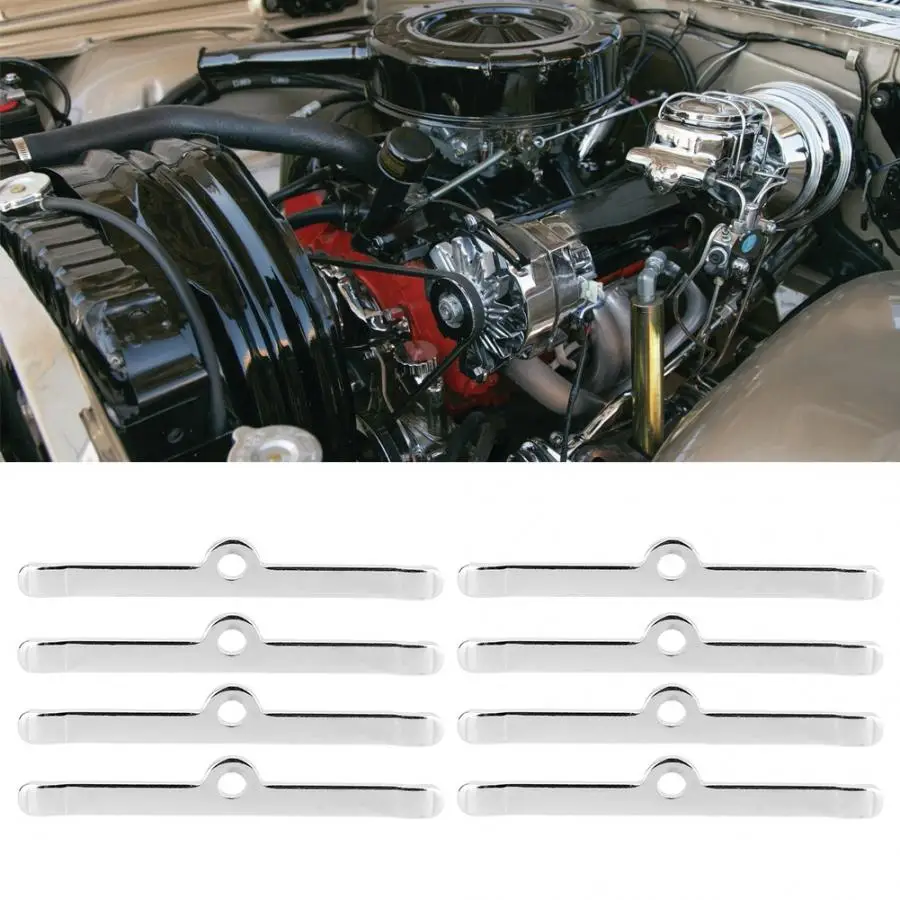 

8pcs Chrome 4 3/4in Valve Cover Spreader Bars Fit for Chevy 283 305 327 350 Cylinder Head Valve Cover Car Styling Engine Covers