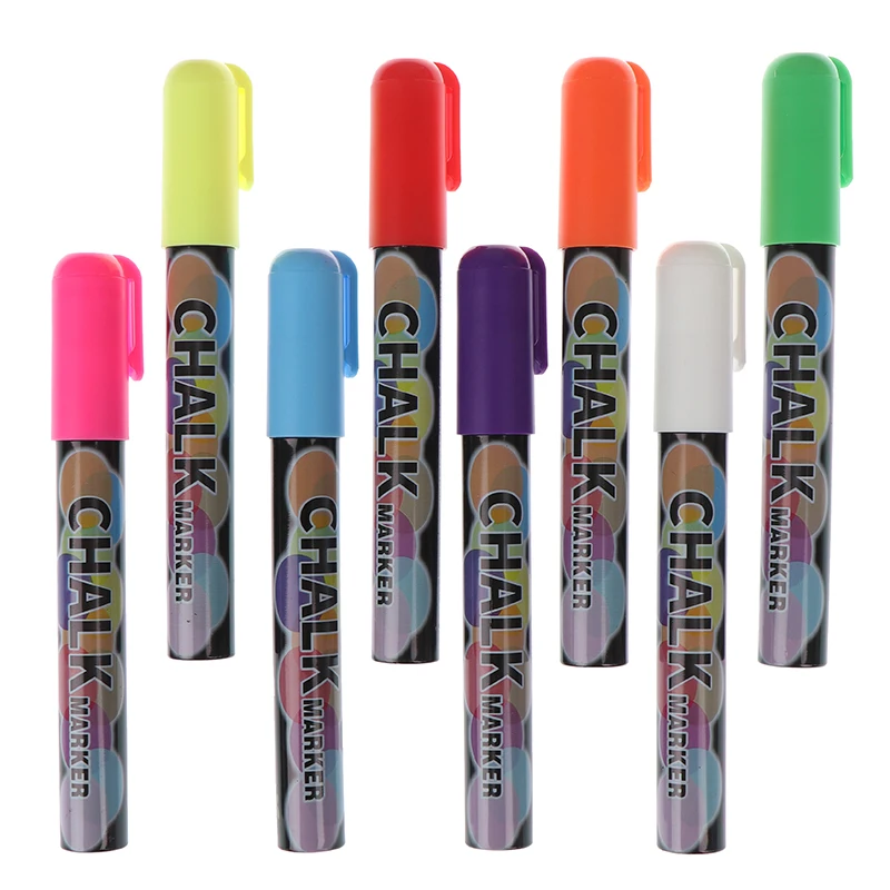 8 Colors Highlighter Fluorescent Liquid Chalk Marker Pen Neon Colors For School Art Painting Gift Stationery