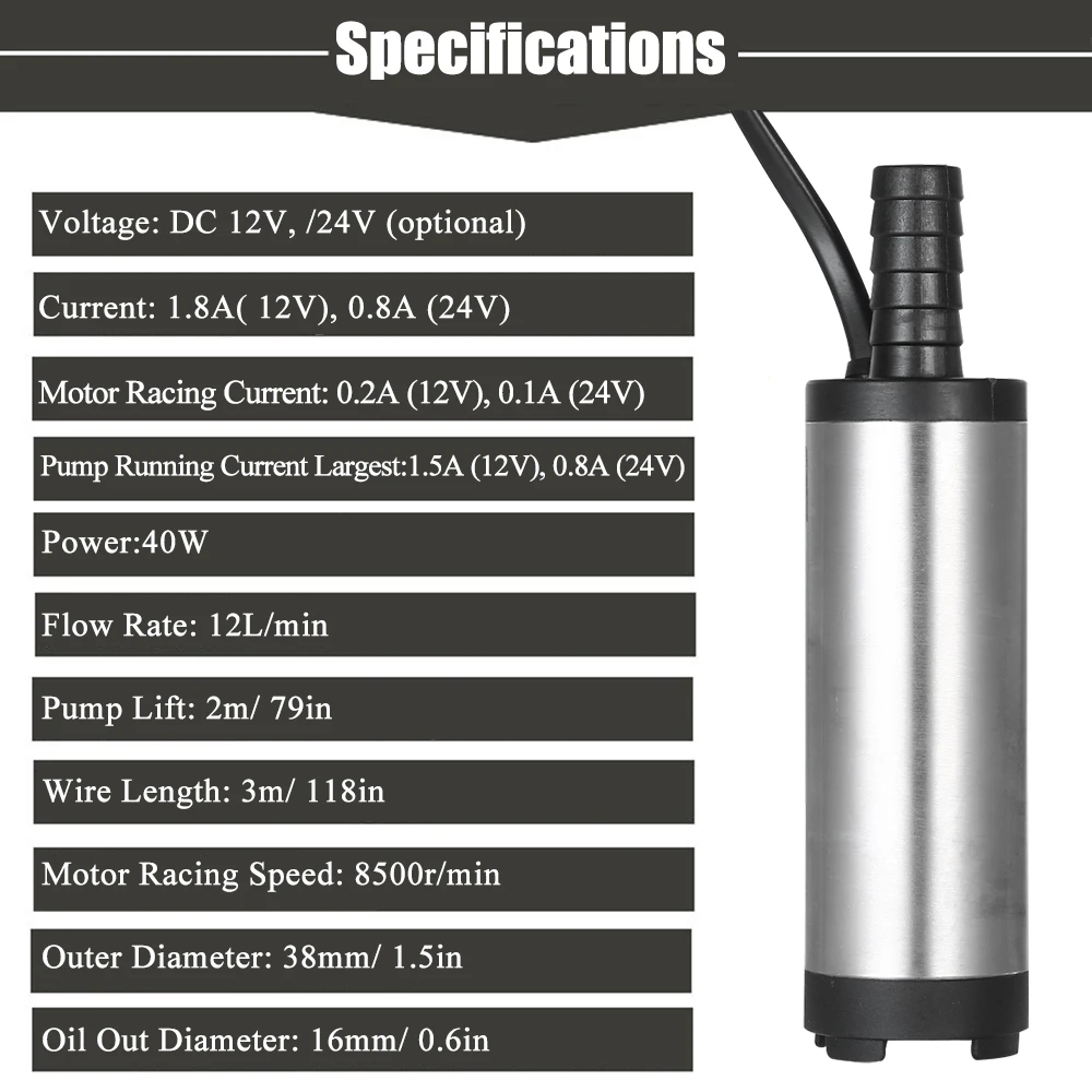 Новый профессиональный DC 12 V/24 V погружной насос для перекачки дизельного масла