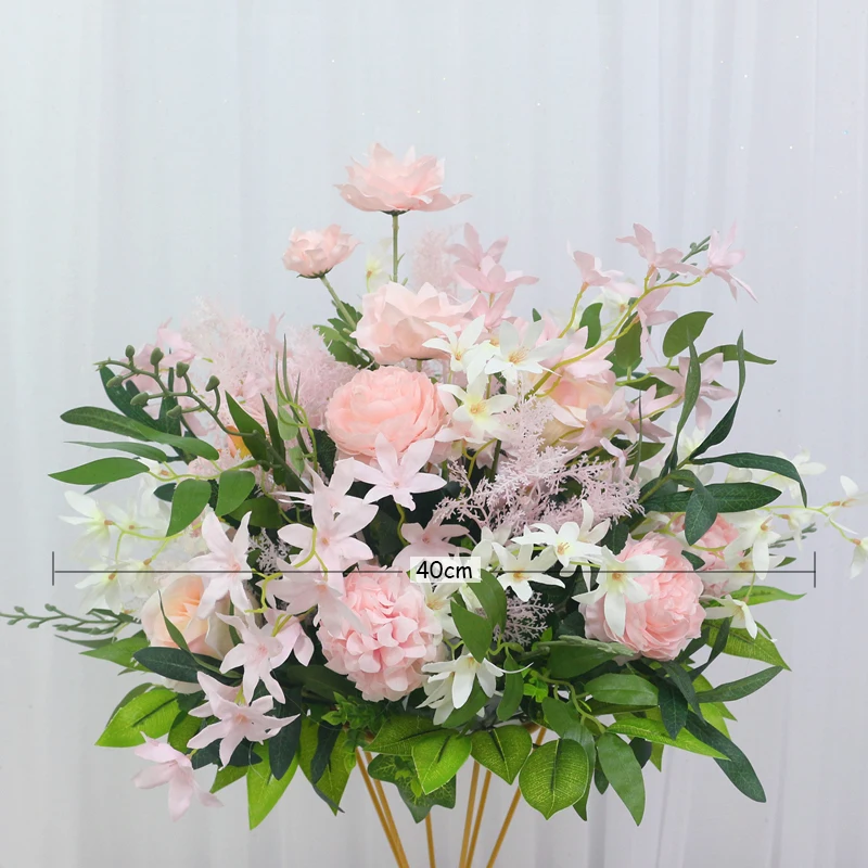 JAROWN 40cm Silk Artificial Rose Hydrangea Flower Ball Wedding Centerpieces Arrangement Decor Wedding Party Backdrop Flores Accessories (25)